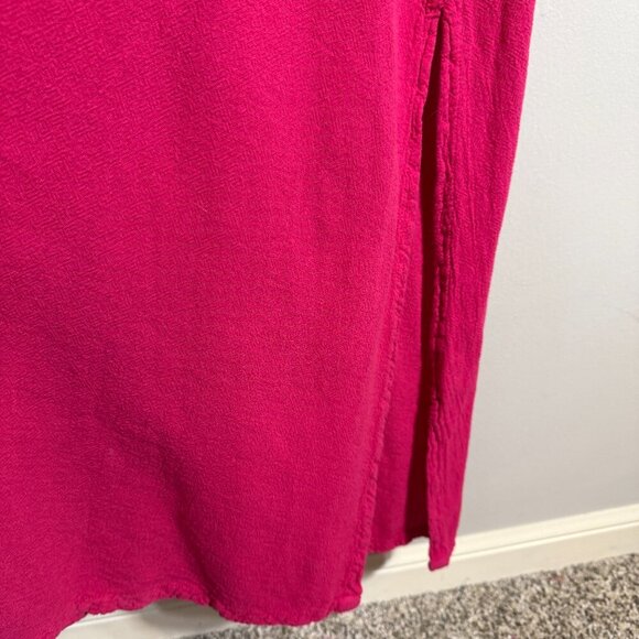 Oh My Gauze! Cold Shoulder Maxi Dress Women's 1X Pink Slit Beach Coastal Travel - Picture 10 of 15